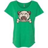 T-Shirts Envy / X-Small Cute Pug and Bone Triblend Dolman Sleeve