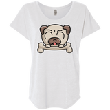 T-Shirts Heather White / X-Small Cute Pug and Bone Triblend Dolman Sleeve