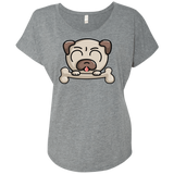 T-Shirts Premium Heather / X-Small Cute Pug and Bone Triblend Dolman Sleeve