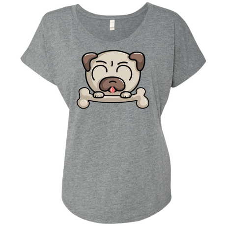 T-Shirts Premium Heather / X-Small Cute Pug and Bone Triblend Dolman Sleeve
