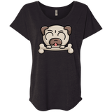 T-Shirts Vintage Black / X-Small Cute Pug and Bone Triblend Dolman Sleeve