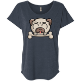 T-Shirts Vintage Navy / X-Small Cute Pug and Bone Triblend Dolman Sleeve