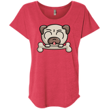 T-Shirts Vintage Red / X-Small Cute Pug and Bone Triblend Dolman Sleeve