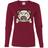 T-Shirts Cardinal / S Cute Pug and Bone Women's Long Sleeve T-Shirt