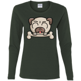 T-Shirts Forest / S Cute Pug and Bone Women's Long Sleeve T-Shirt