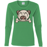 T-Shirts Irish Green / S Cute Pug and Bone Women's Long Sleeve T-Shirt