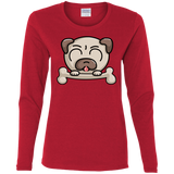 T-Shirts Red / S Cute Pug and Bone Women's Long Sleeve T-Shirt