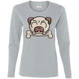 T-Shirts Sport Grey / S Cute Pug and Bone Women's Long Sleeve T-Shirt