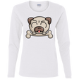 T-Shirts White / S Cute Pug and Bone Women's Long Sleeve T-Shirt