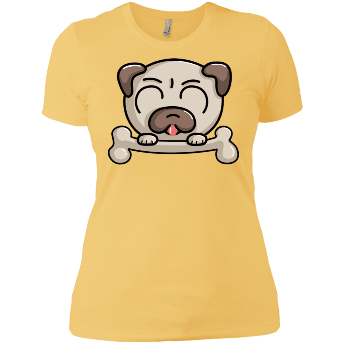 T-Shirts Banana Cream/ / X-Small Cute Pug and Bone Women's Premium T-Shirt