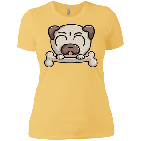 T-Shirts Banana Cream/ / X-Small Cute Pug and Bone Women's Premium T-Shirt