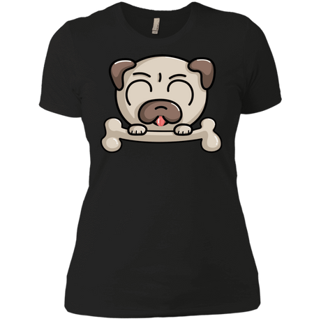 T-Shirts Black / X-Small Cute Pug and Bone Women's Premium T-Shirt