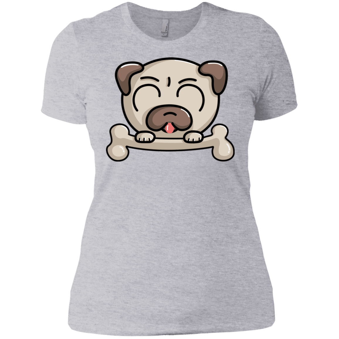 T-Shirts Heather Grey / X-Small Cute Pug and Bone Women's Premium T-Shirt