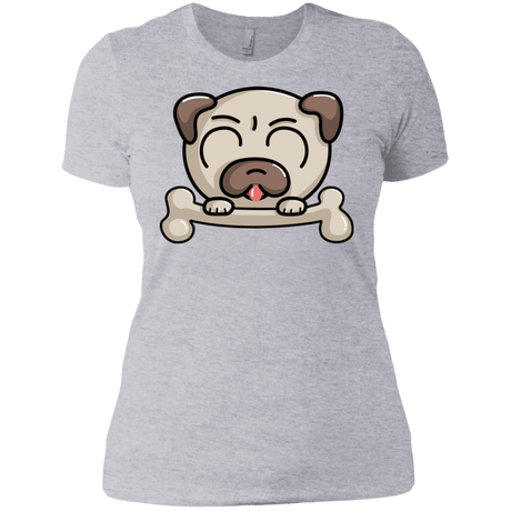 T-Shirts Heather Grey / X-Small Cute Pug and Bone Women's Premium T-Shirt