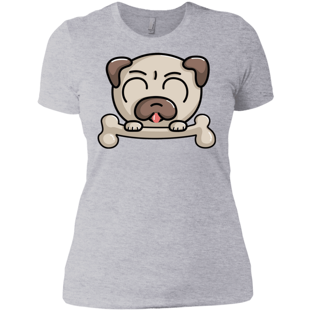 T-Shirts Heather Grey / X-Small Cute Pug and Bone Women's Premium T-Shirt