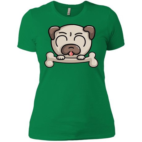 T-Shirts Kelly Green / X-Small Cute Pug and Bone Women's Premium T-Shirt