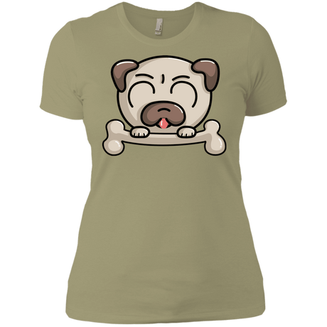 T-Shirts Light Olive / X-Small Cute Pug and Bone Women's Premium T-Shirt