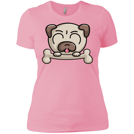 T-Shirts Light Pink / X-Small Cute Pug and Bone Women's Premium T-Shirt