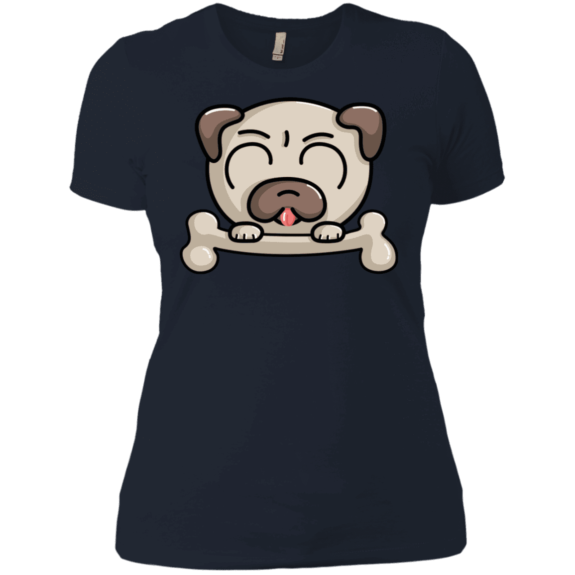 T-Shirts Midnight Navy / X-Small Cute Pug and Bone Women's Premium T-Shirt