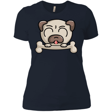 T-Shirts Midnight Navy / X-Small Cute Pug and Bone Women's Premium T-Shirt