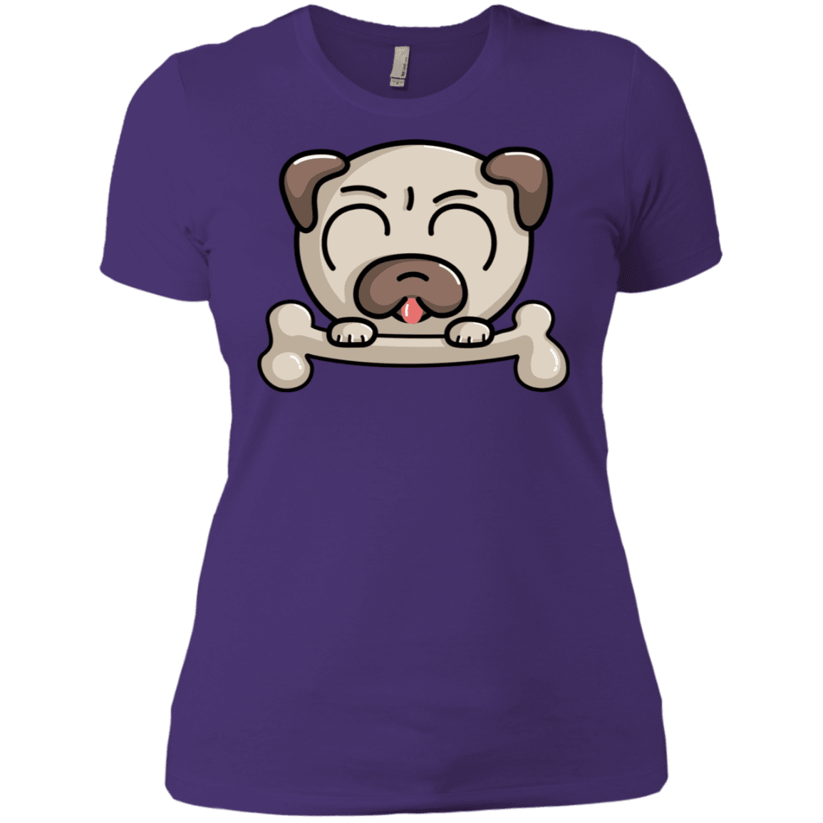 T-Shirts Purple Rush/ / X-Small Cute Pug and Bone Women's Premium T-Shirt