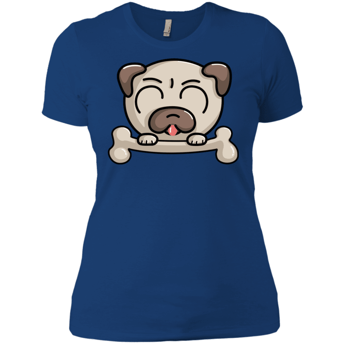 T-Shirts Royal / X-Small Cute Pug and Bone Women's Premium T-Shirt