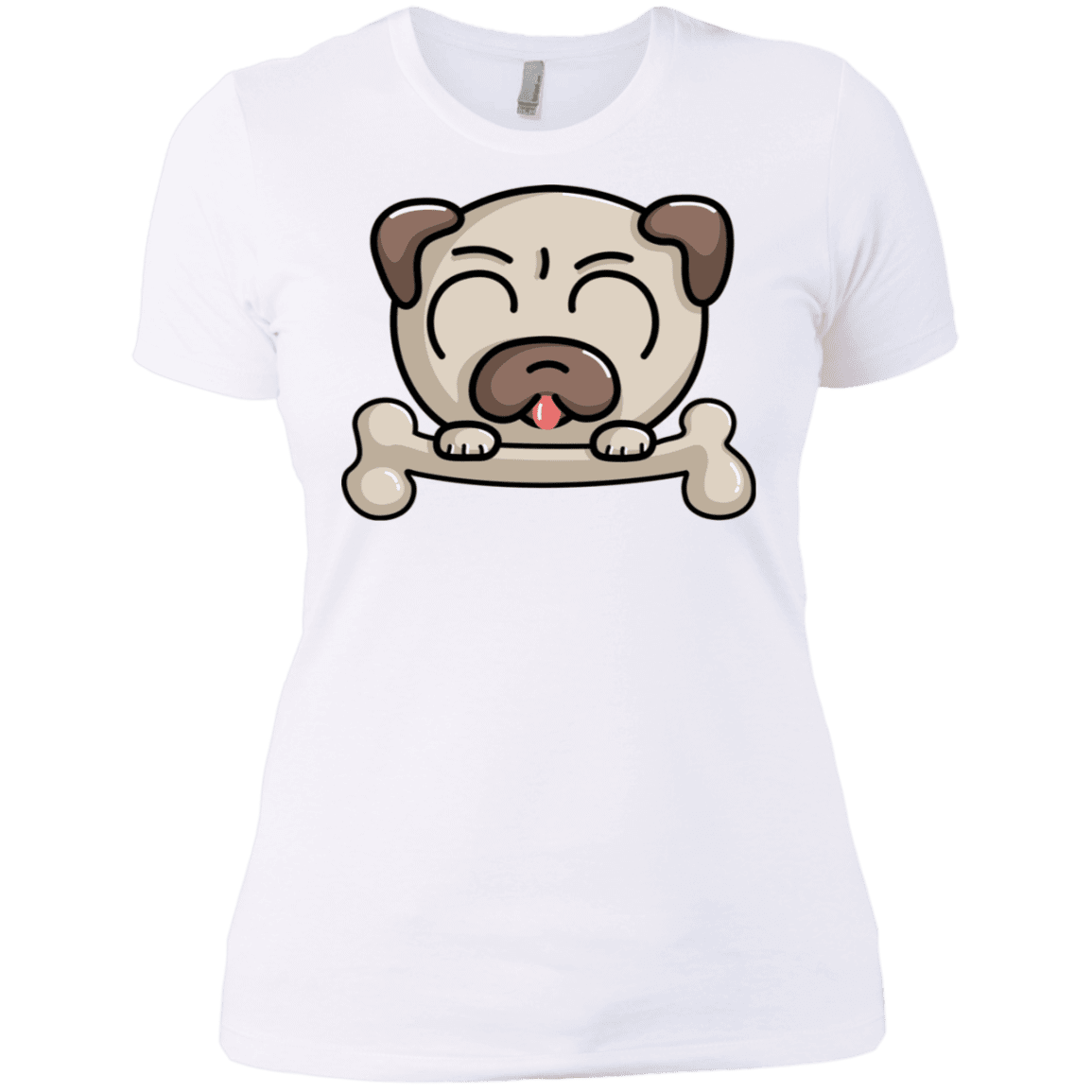 T-Shirts White / X-Small Cute Pug and Bone Women's Premium T-Shirt