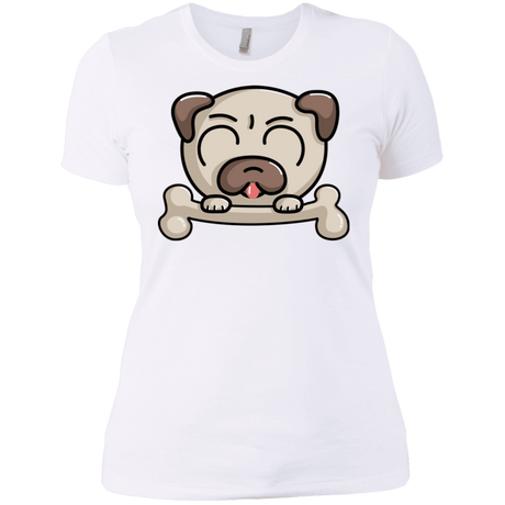 T-Shirts White / X-Small Cute Pug and Bone Women's Premium T-Shirt