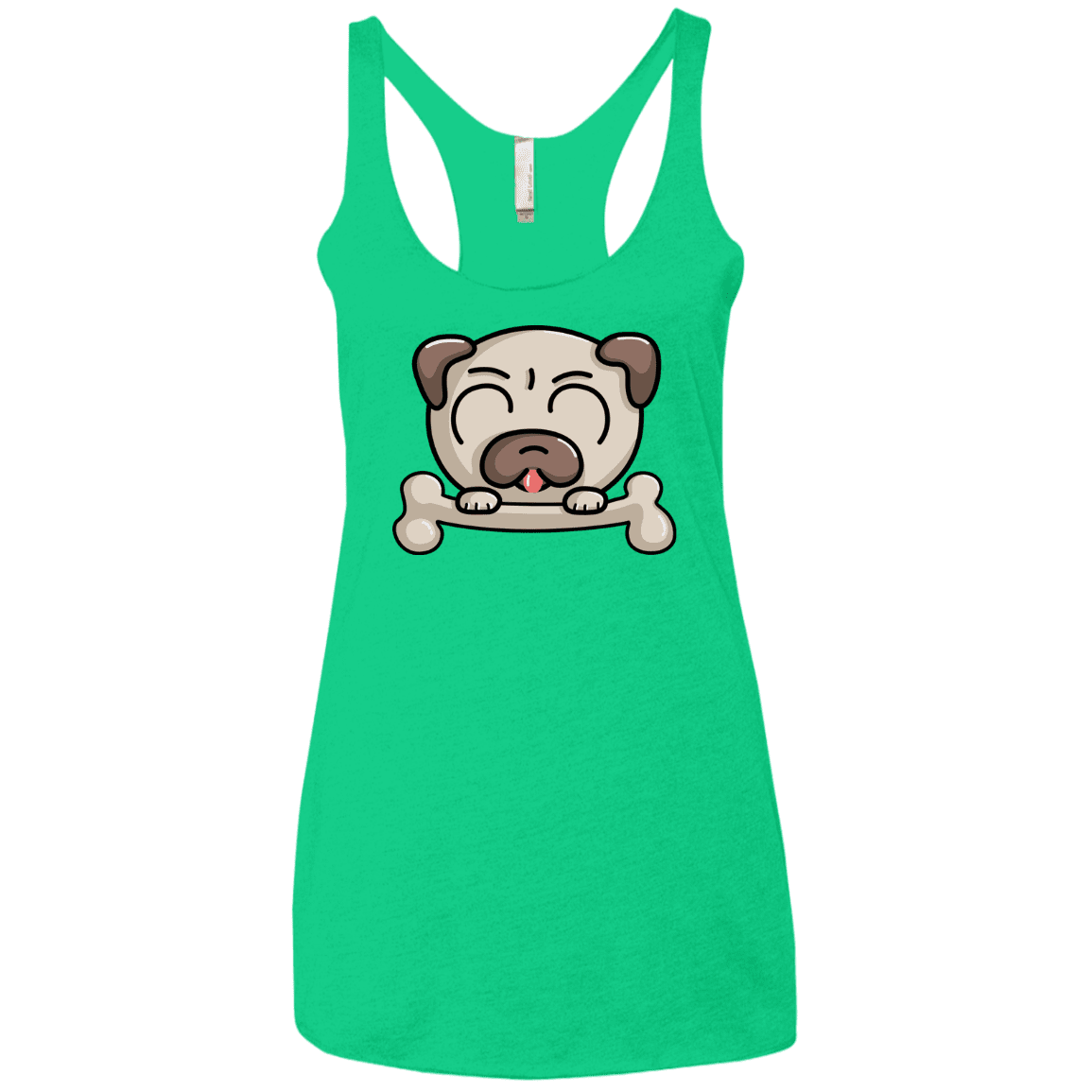 T-Shirts Envy / X-Small Cute Pug and Bone Women's Triblend Racerback Tank