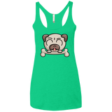 T-Shirts Envy / X-Small Cute Pug and Bone Women's Triblend Racerback Tank
