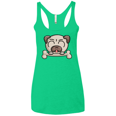 T-Shirts Envy / X-Small Cute Pug and Bone Women's Triblend Racerback Tank
