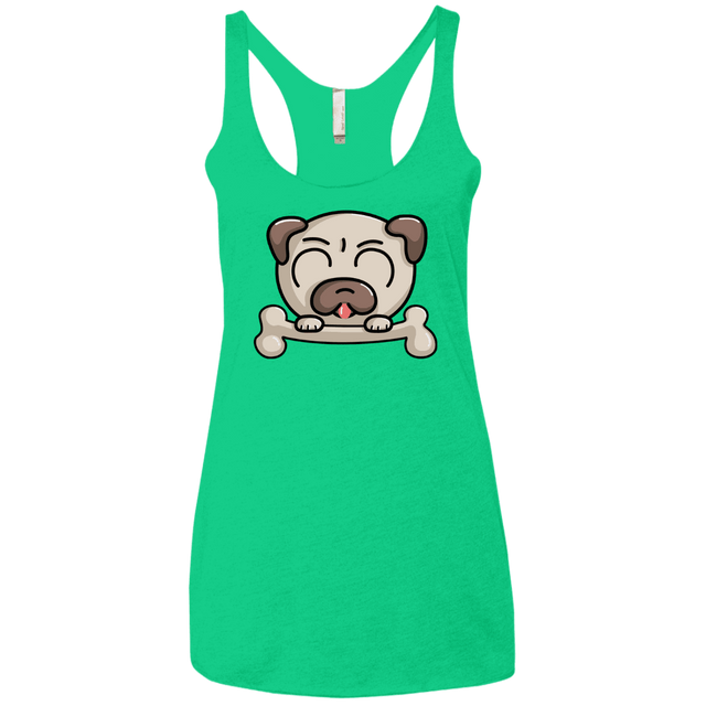 T-Shirts Envy / X-Small Cute Pug and Bone Women's Triblend Racerback Tank