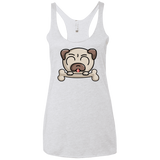 T-Shirts Heather White / X-Small Cute Pug and Bone Women's Triblend Racerback Tank
