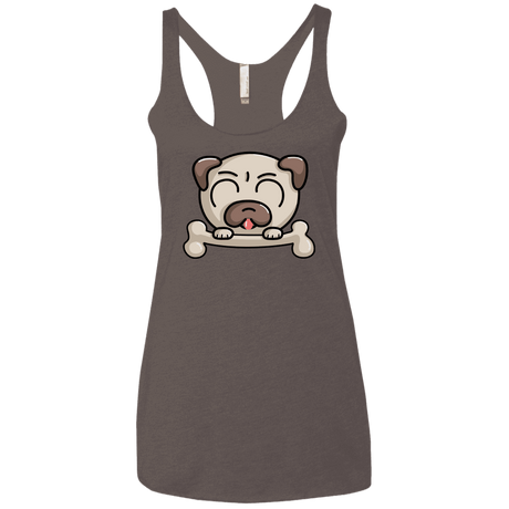 T-Shirts Macchiato / X-Small Cute Pug and Bone Women's Triblend Racerback Tank