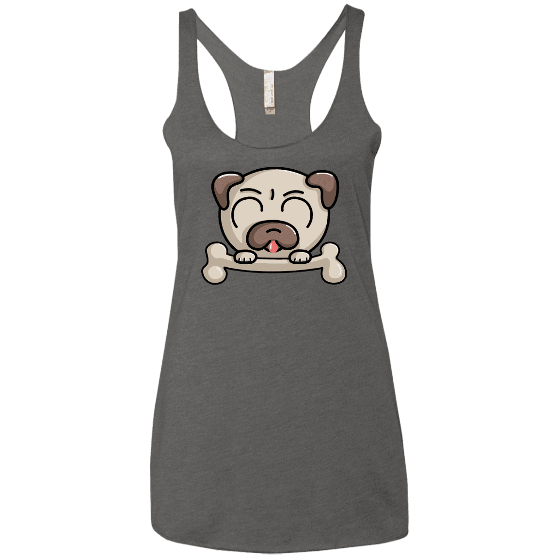 T-Shirts Premium Heather / X-Small Cute Pug and Bone Women's Triblend Racerback Tank