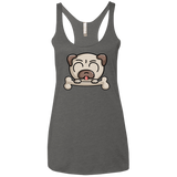 T-Shirts Premium Heather / X-Small Cute Pug and Bone Women's Triblend Racerback Tank