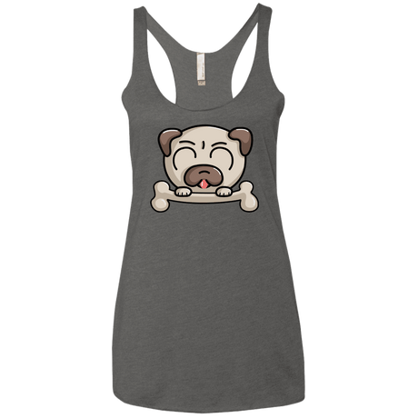 T-Shirts Premium Heather / X-Small Cute Pug and Bone Women's Triblend Racerback Tank