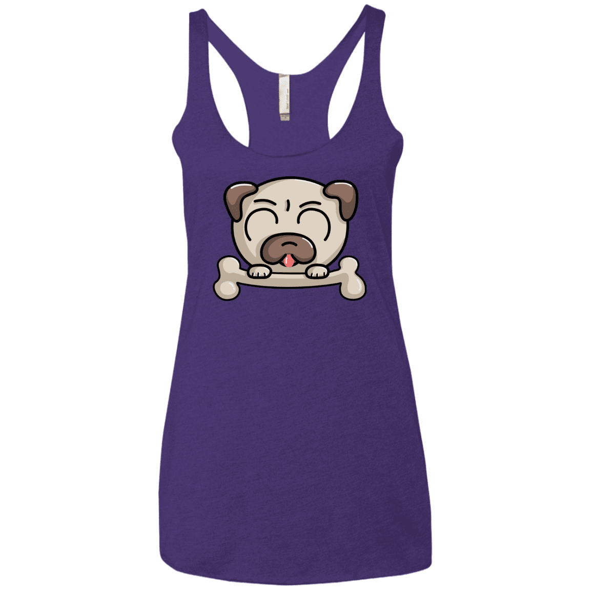 T-Shirts Purple Rush / X-Small Cute Pug and Bone Women's Triblend Racerback Tank