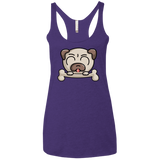 T-Shirts Purple Rush / X-Small Cute Pug and Bone Women's Triblend Racerback Tank