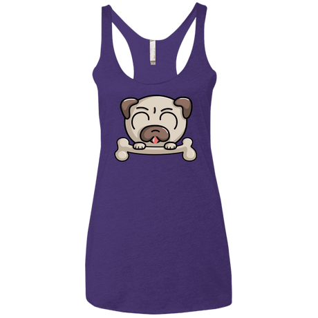 T-Shirts Purple Rush / X-Small Cute Pug and Bone Women's Triblend Racerback Tank