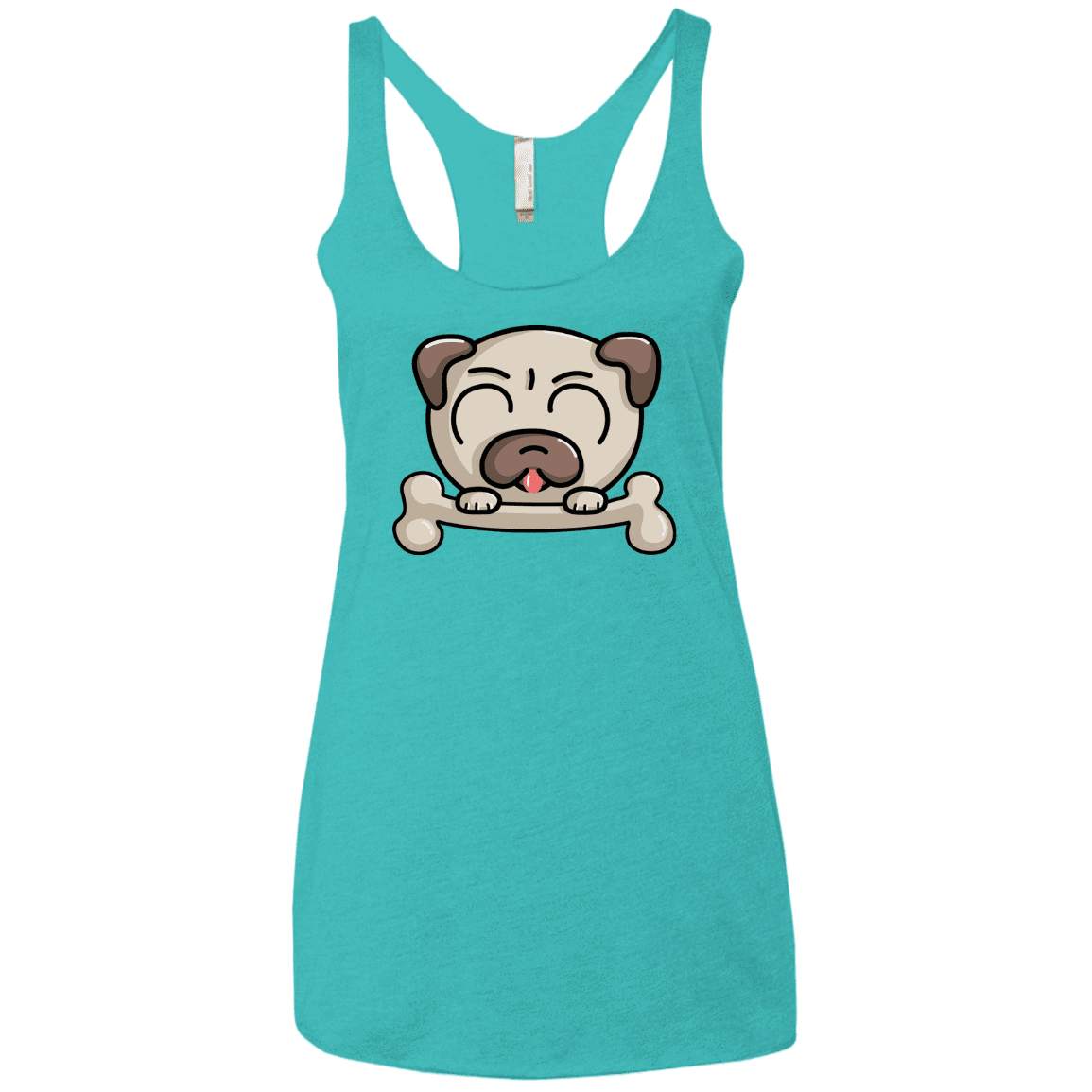 T-Shirts Tahiti Blue / X-Small Cute Pug and Bone Women's Triblend Racerback Tank