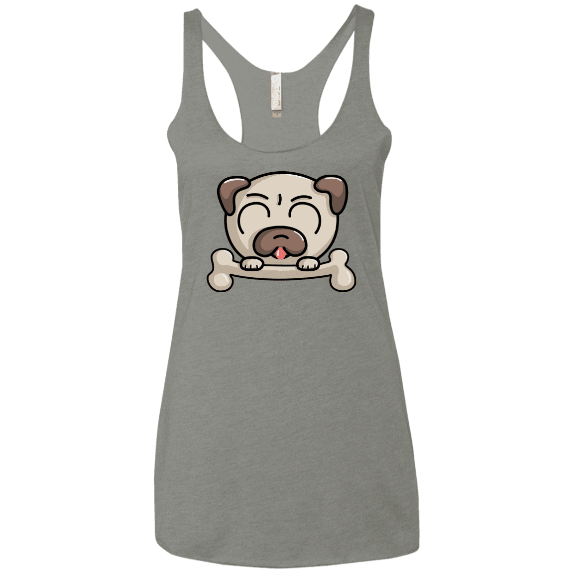 T-Shirts Venetian Grey / X-Small Cute Pug and Bone Women's Triblend Racerback Tank