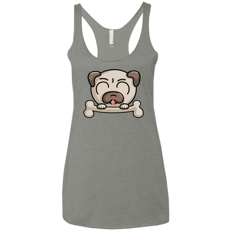 T-Shirts Venetian Grey / X-Small Cute Pug and Bone Women's Triblend Racerback Tank