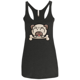T-Shirts Vintage Black / X-Small Cute Pug and Bone Women's Triblend Racerback Tank