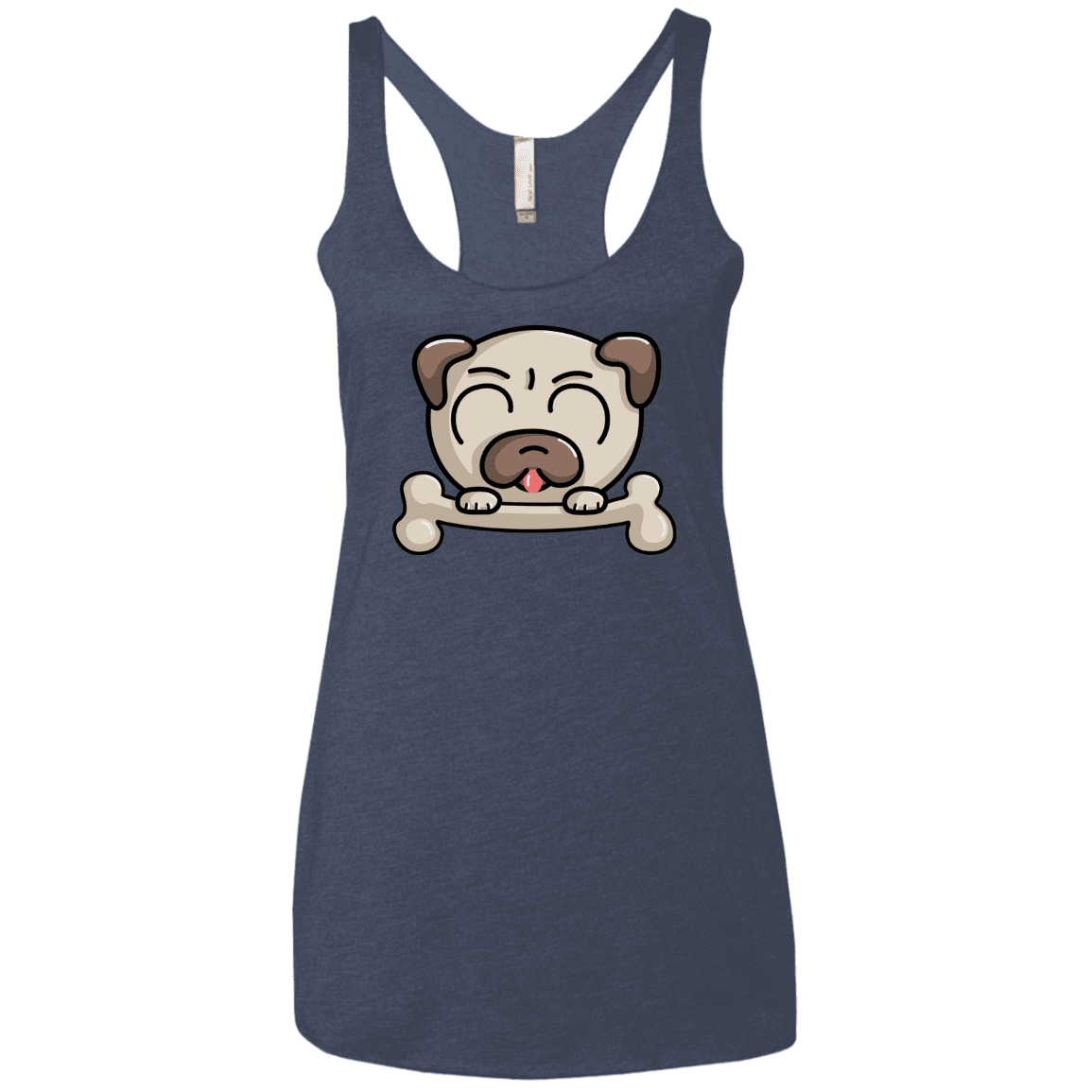 T-Shirts Vintage Navy / X-Small Cute Pug and Bone Women's Triblend Racerback Tank
