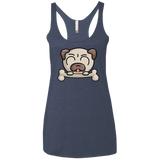 T-Shirts Vintage Navy / X-Small Cute Pug and Bone Women's Triblend Racerback Tank