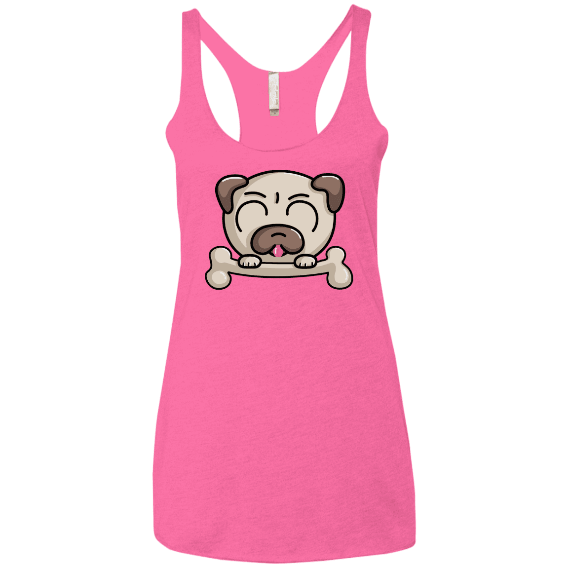 T-Shirts Vintage Pink / X-Small Cute Pug and Bone Women's Triblend Racerback Tank
