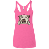 T-Shirts Vintage Pink / X-Small Cute Pug and Bone Women's Triblend Racerback Tank
