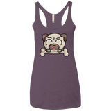 T-Shirts Vintage Purple / X-Small Cute Pug and Bone Women's Triblend Racerback Tank