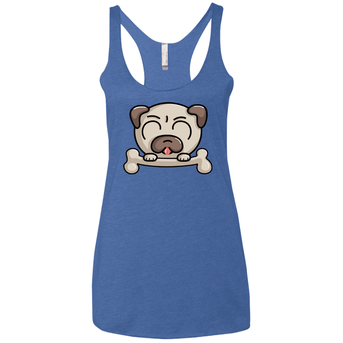T-Shirts Vintage Royal / X-Small Cute Pug and Bone Women's Triblend Racerback Tank